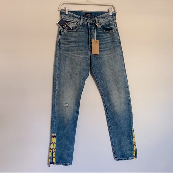 Polo Ralph Lauren Denim - Ralph Lauren women’s The Callen High Rise Slim Jeans with beaded slit hems 26